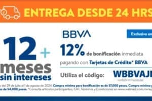 Cupón Walmart: 12% de bonificacion + hasta 12 MSI con BBVA