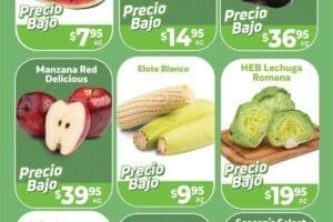 Folleto HEB precios bajos en frutas y verduras del 27 de agosto al 2 de septiembre 2024