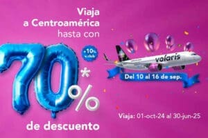 Cupón Volaris Vuelos a Centroamérica con hasta 70% de descuento