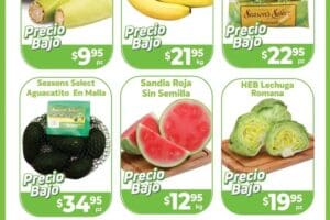 Folleto HEB precios bajos en frutas y verduras del 22 al 28 de octubre 2024